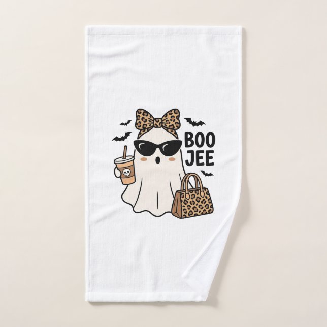 Diseño Vectorial de Fantasma Boo Jee de Halloween  (Toalla de mano)