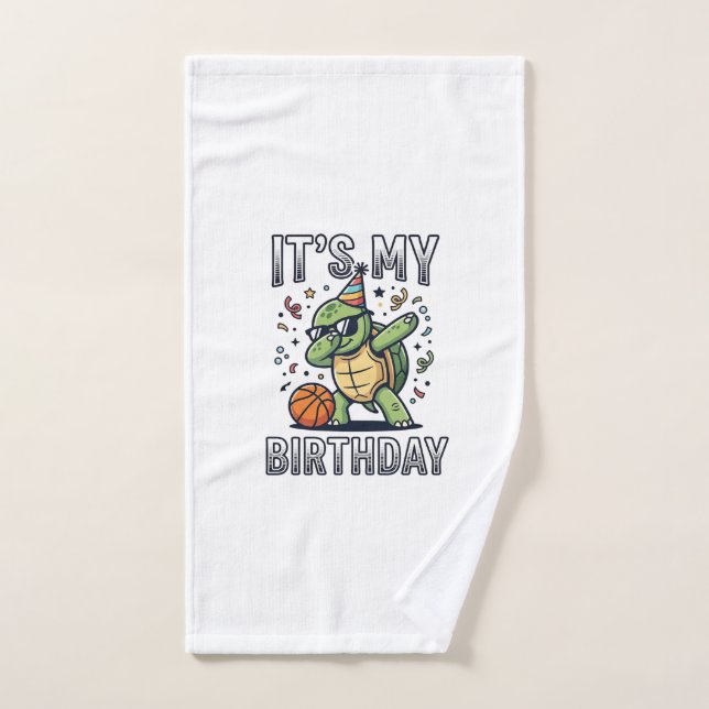 Diseño vectorial de fiesta de baloncesto de tortug (Toalla de mano)