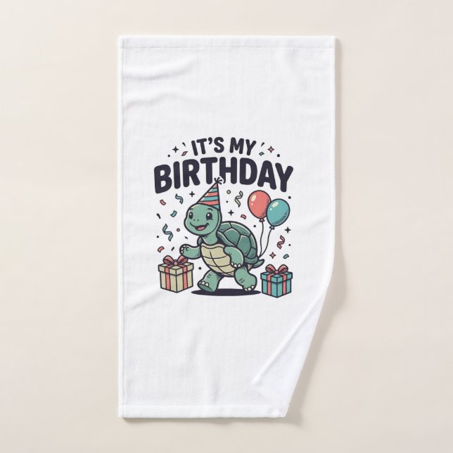 Diseño vectorial de fiesta de cumpleaños de tortug (Toalla de mano)