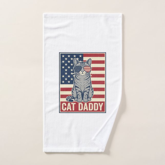 Diseño vectorial de gato patriótico Cat Daddy_1 (Toalla de mano)