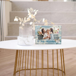 Diseño Vintage Azul con Bloque de Fotos Personaliz