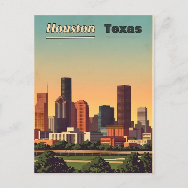 diseño vintage de postal "Houston Texas" (Anverso)