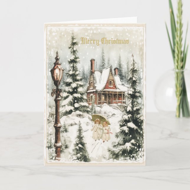 Diseño vintage de tarjetas de Navidad (Anverso)