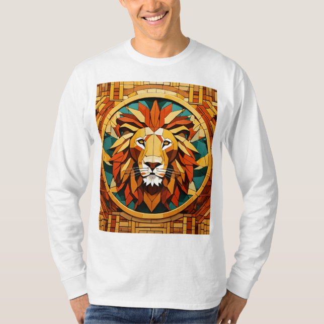 Diseños de camiseta de león geométrico Mandala (Anverso)