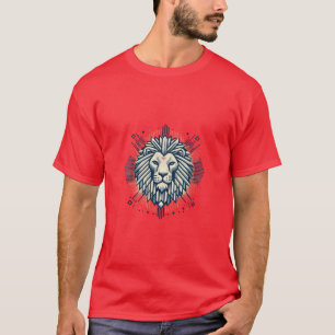 Diseños de camiseta de león geométrico retro