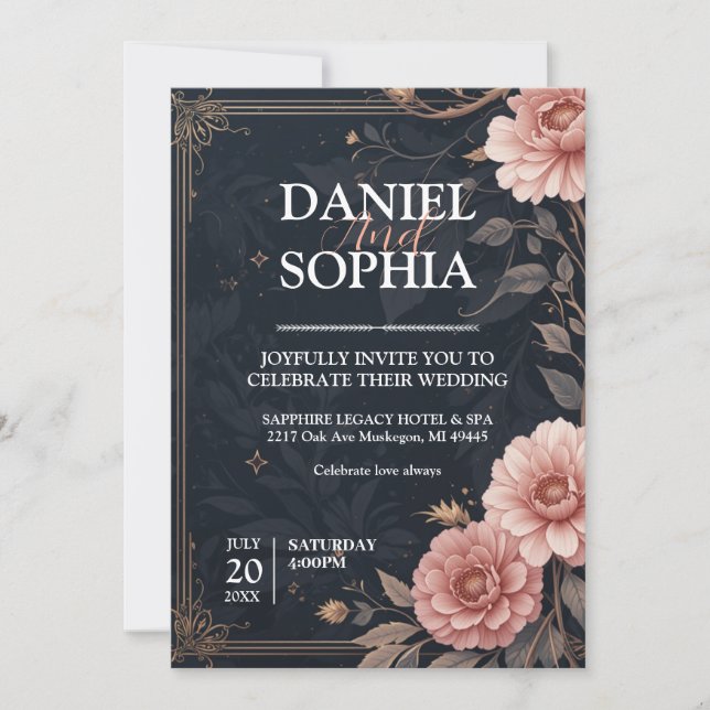 Diseños de invitación a la boda elegante (Anverso)
