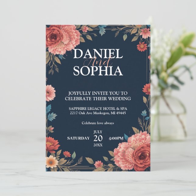 Diseños de Invitaciones de Boda Elegantes - Celebr (Anverso de pie)