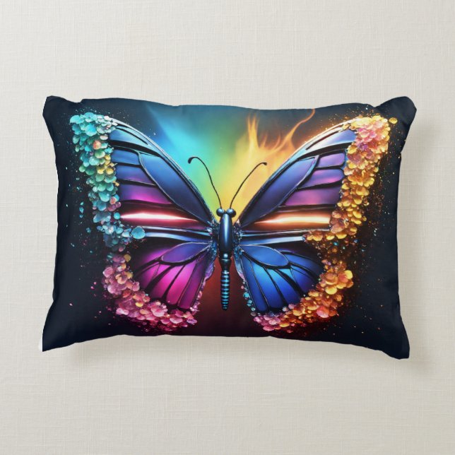 Diseños de mariposa almohada de poliéster cepillad (Reverso)