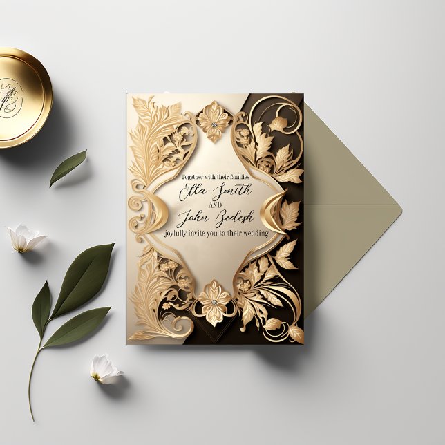 Diseños editables de lujo para invitaciones de bod (Subido por el creador)