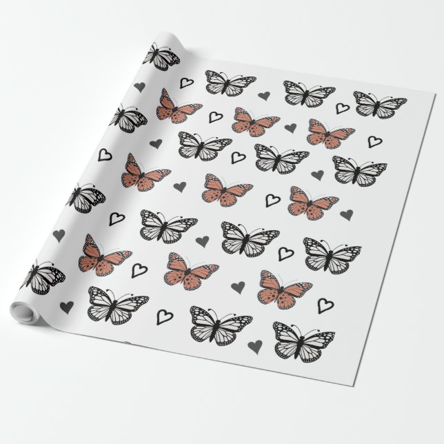 Diseños elegantes de mariposa, papel de envoltura  (Desenrollado)