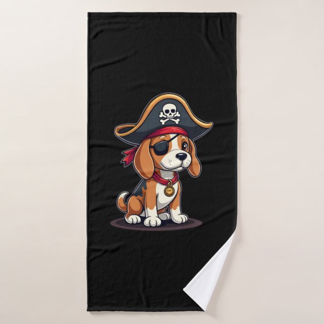 Disfraz de pirata Beagle Bandera Jolly Roger Cráne (Toalla de baño)