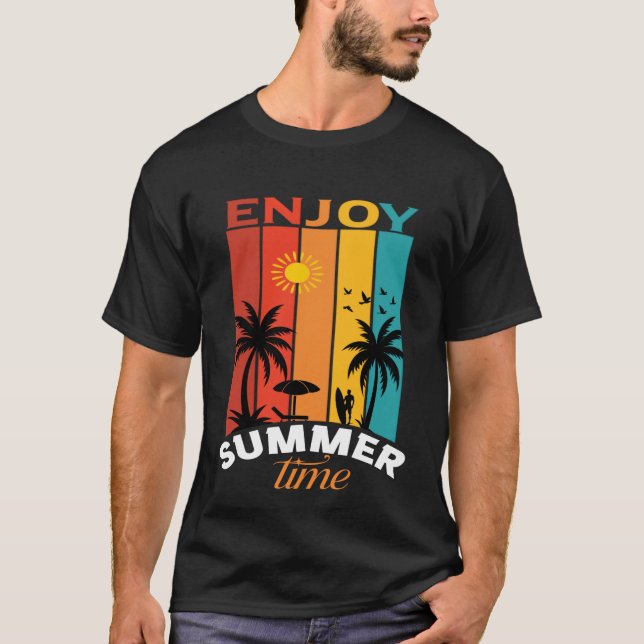 Disfruta Camiseta Retro de Playa Verano (Anverso)