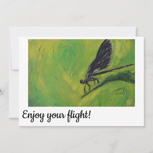 Disfruta de tu vuelo, tarjeta de viaje, Damselfly  (Anverso)