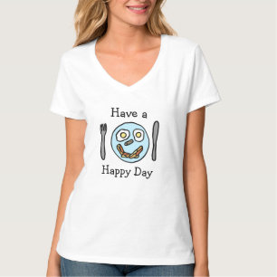 Disfruta de un día feliz, huevos y camiseta de toc