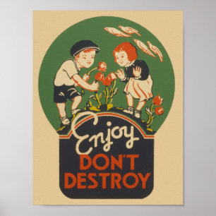 Disfruta No Destruyas Póster Vintage WPA