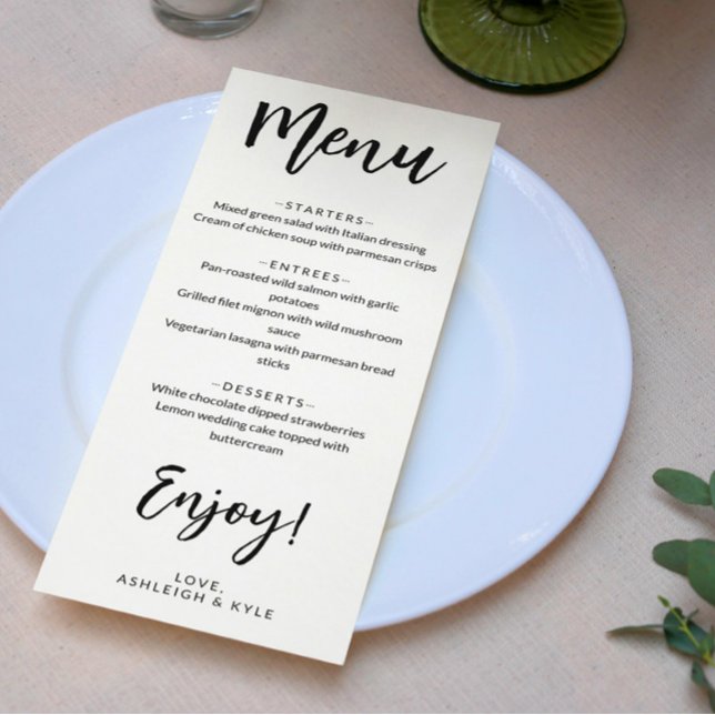 Disfrute de la caligrafía con encanto Menú de Boda (Subido por el creador)
