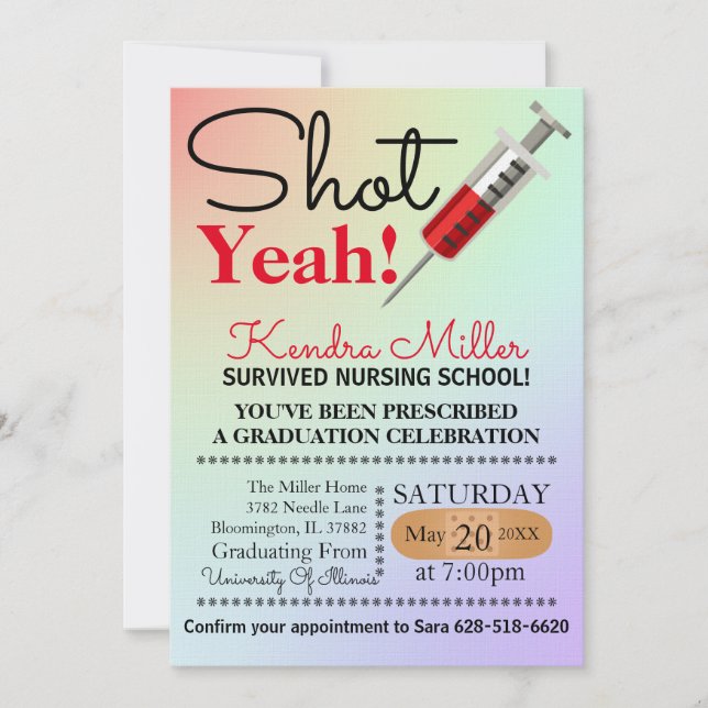 ¡Disparo! Invitación a graduación de la escuela de (Anverso)