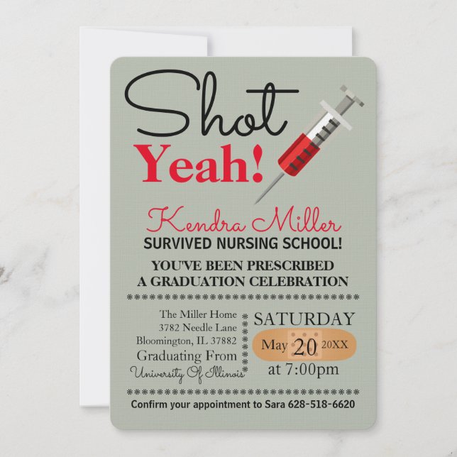 ¡Disparo! Invitación a graduación de la escuela de (Anverso)