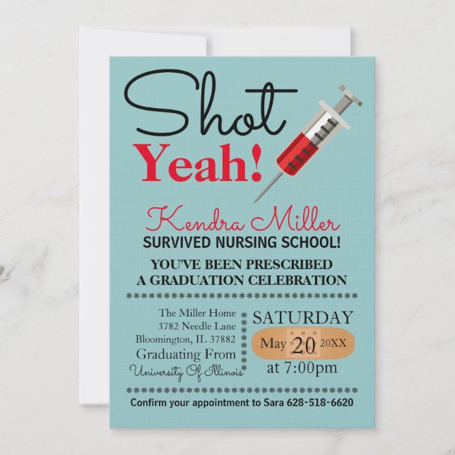 ¡Disparo! Invitación a graduación de la escuela de (Anverso)