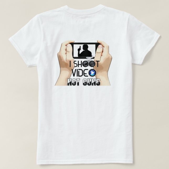 Disparo video, no armas, camiseta (Reverso del diseño)