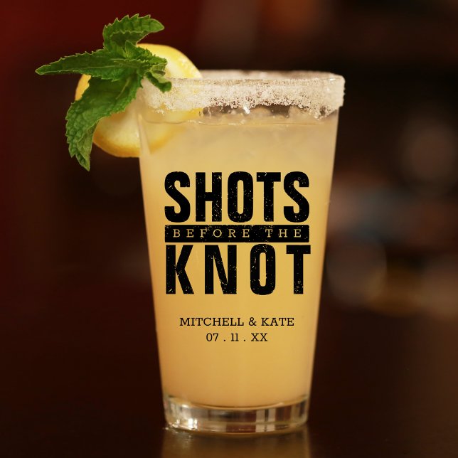 Disparos antes de la fiesta de la soltera Knot (Shots Before the Knot Bachelorette Party Glass)