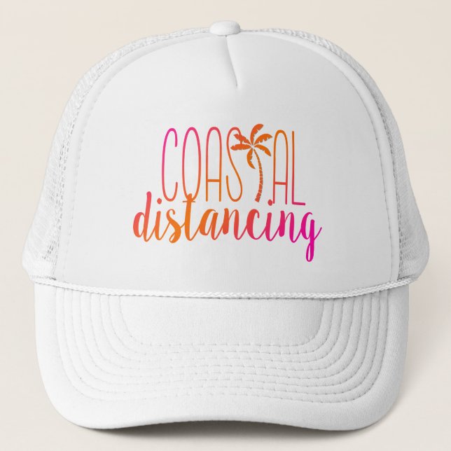 Distancia costera | Gorra de playa rosa y Naranja (Anverso)