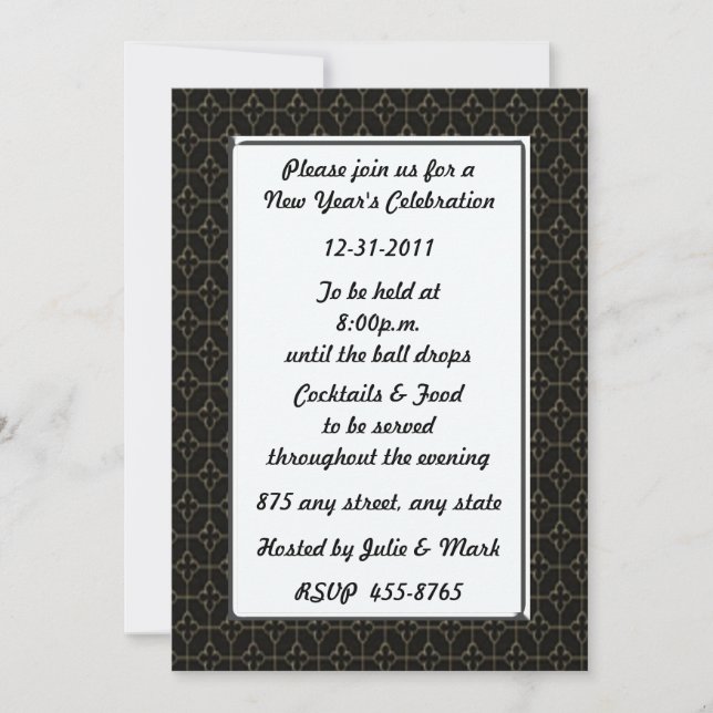 Distinguir invitación de Año Nuevo (Anverso)