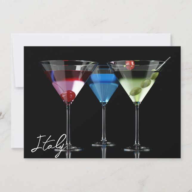 Distintos cócteles con gafas de martini en negro (Anverso)