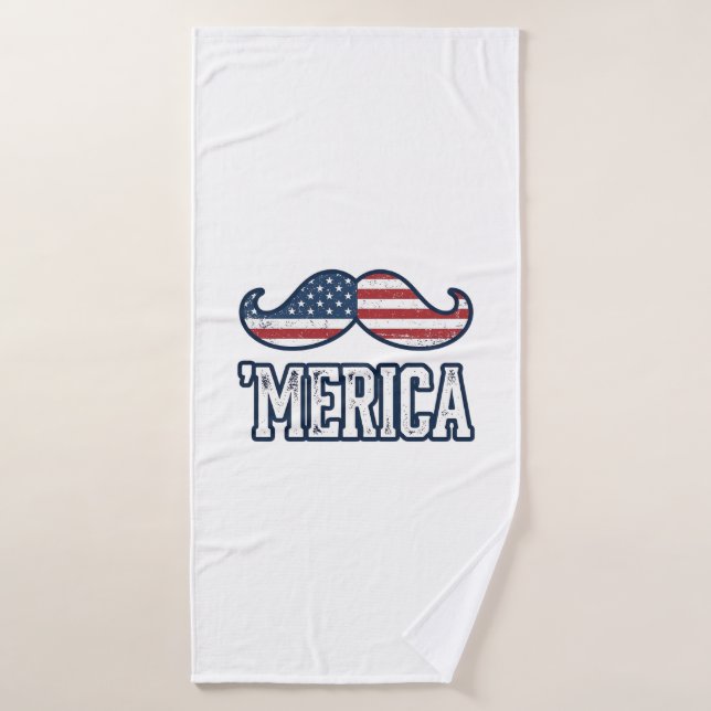 Distressed America Mustache Patriotic Vector Desig (Toalla de baño)