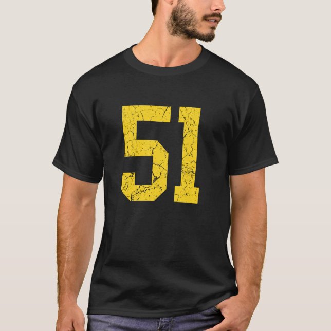 Distressed Bright Gold Number 51 Jersey Player Uni (Anverso)