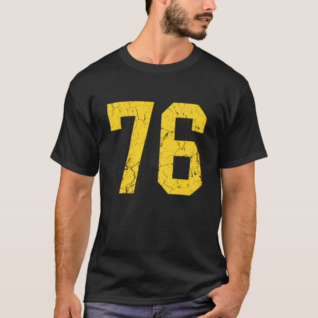 Distressed Bright Gold Number 76 Jersey Player Uni (Anverso)
