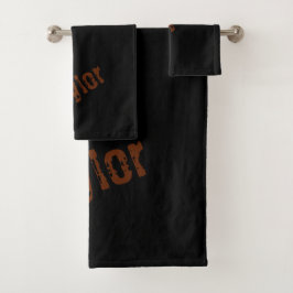 Distressed Name Bath Towels (Black & Rust)