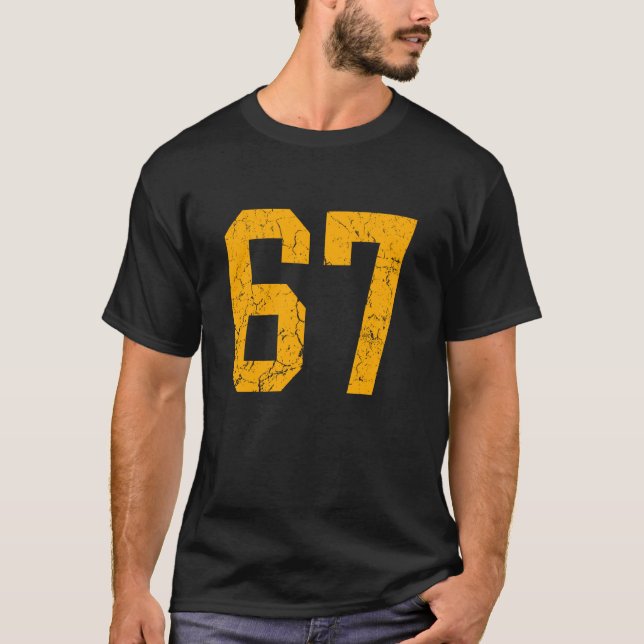 Distressed Orange Number 67 Jersey Player Uniform  (Anverso)