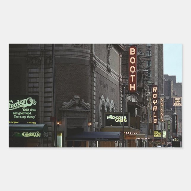 Distrito Teatral pegatina NYC Vintage En Broadway (Anverso)