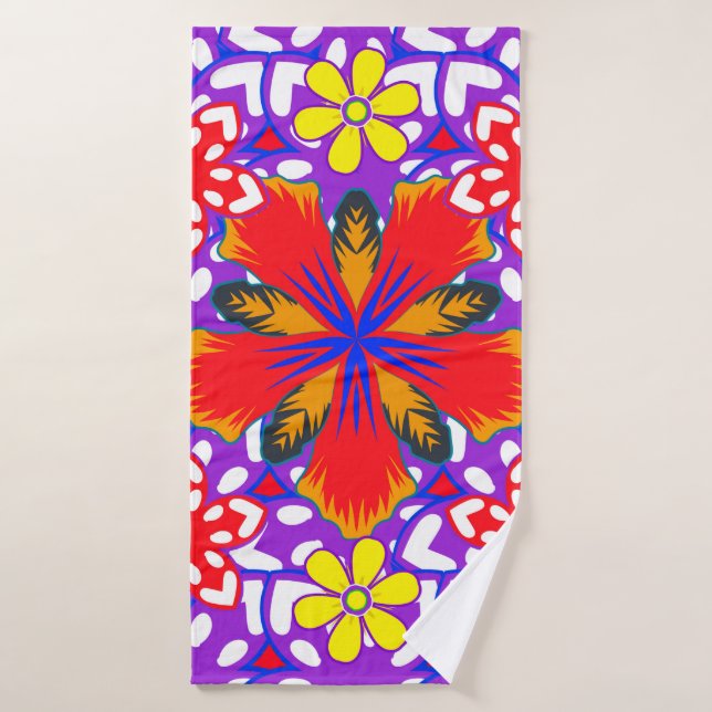 Ditsy lindo patrón floral sin costuras en blanco,  (Toalla de baño)