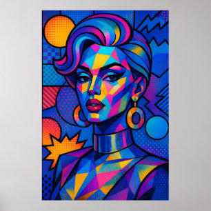 Diva abstracta - Arte pop geométrico retro moderno