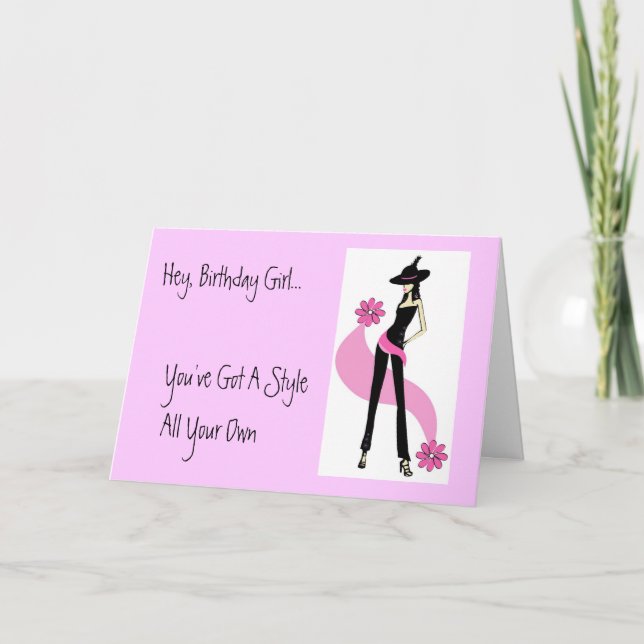Diva con tarjeta de cumpleaños estilo (Anverso)
