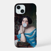 Diva de chicle en satén azul