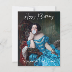 Diva de chicle en satén azul Feliz Cumpleaños