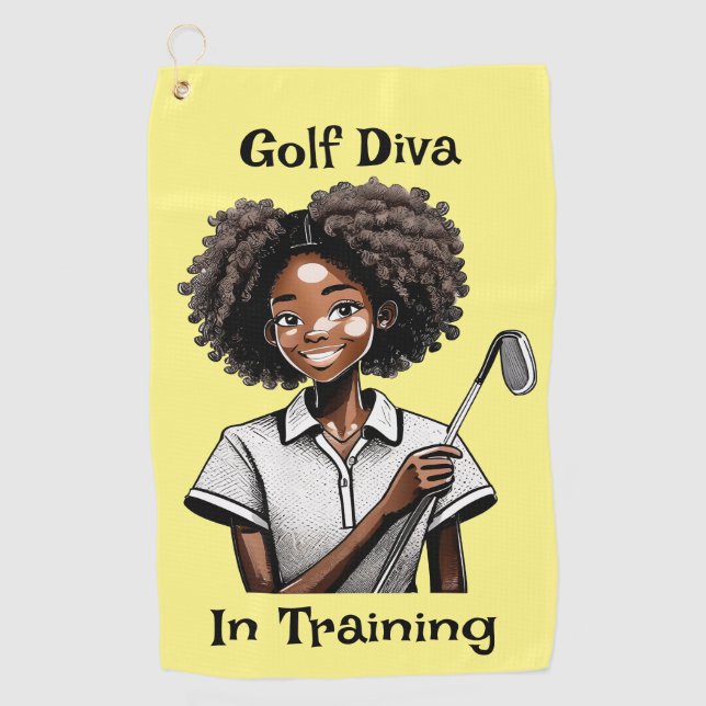 Diva de golf en entrenamiento - Toalla de golf fem (Anverso)