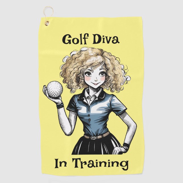 Diva de golf en entrenamiento - Toalla de golf fem (Anverso)