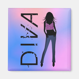Diva de moda en jeans azules imanes de plaza Perso