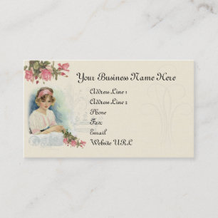 Diva del vintage y tarjeta de visita de los rosas