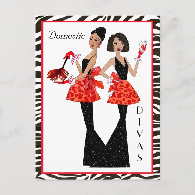 "Divas Domésticas" Tarjetas Postales Afroamericana (Anverso)