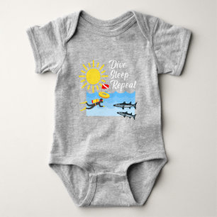 Dive Sleep Repeat Design - Baby Jersey Bodysuit