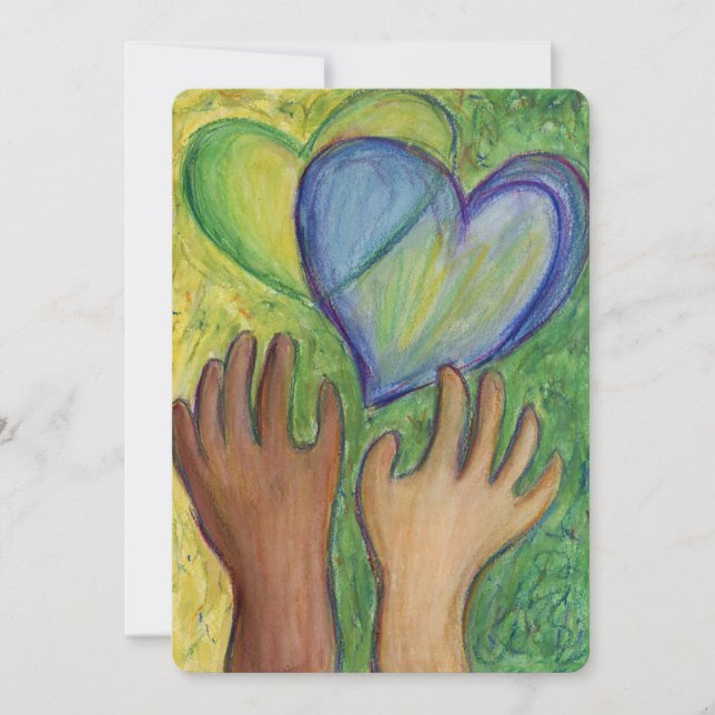 Diversidad Corazones de Amor Manos Invitaciones Co (Anverso)