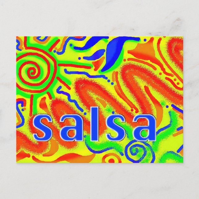 Diversión al baile de la salsa - postal (Anverso)