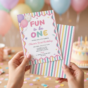Diversión al ser una niña Invitación al 1er cumple