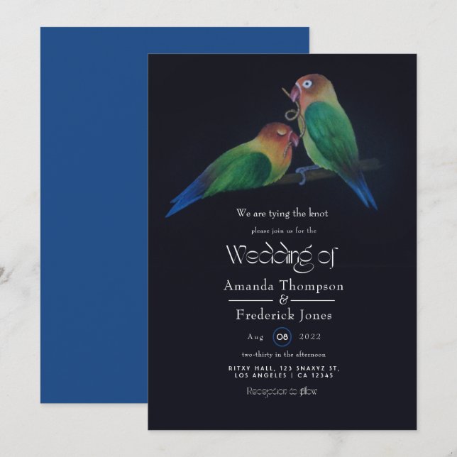 Diversión Amor Aves Invitación a la Boda (Anverso / Reverso)