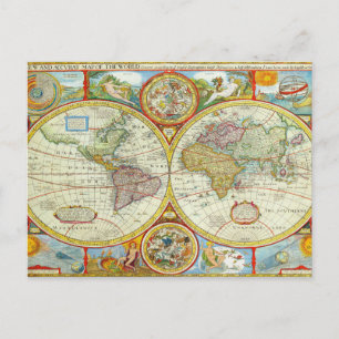 Diversión antigua tarjeta postal de estilo de mapa